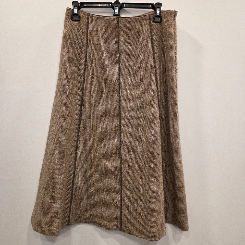 Eddie Bauer Wool Blend A Line Midi Houndstooth Skirt Size 6